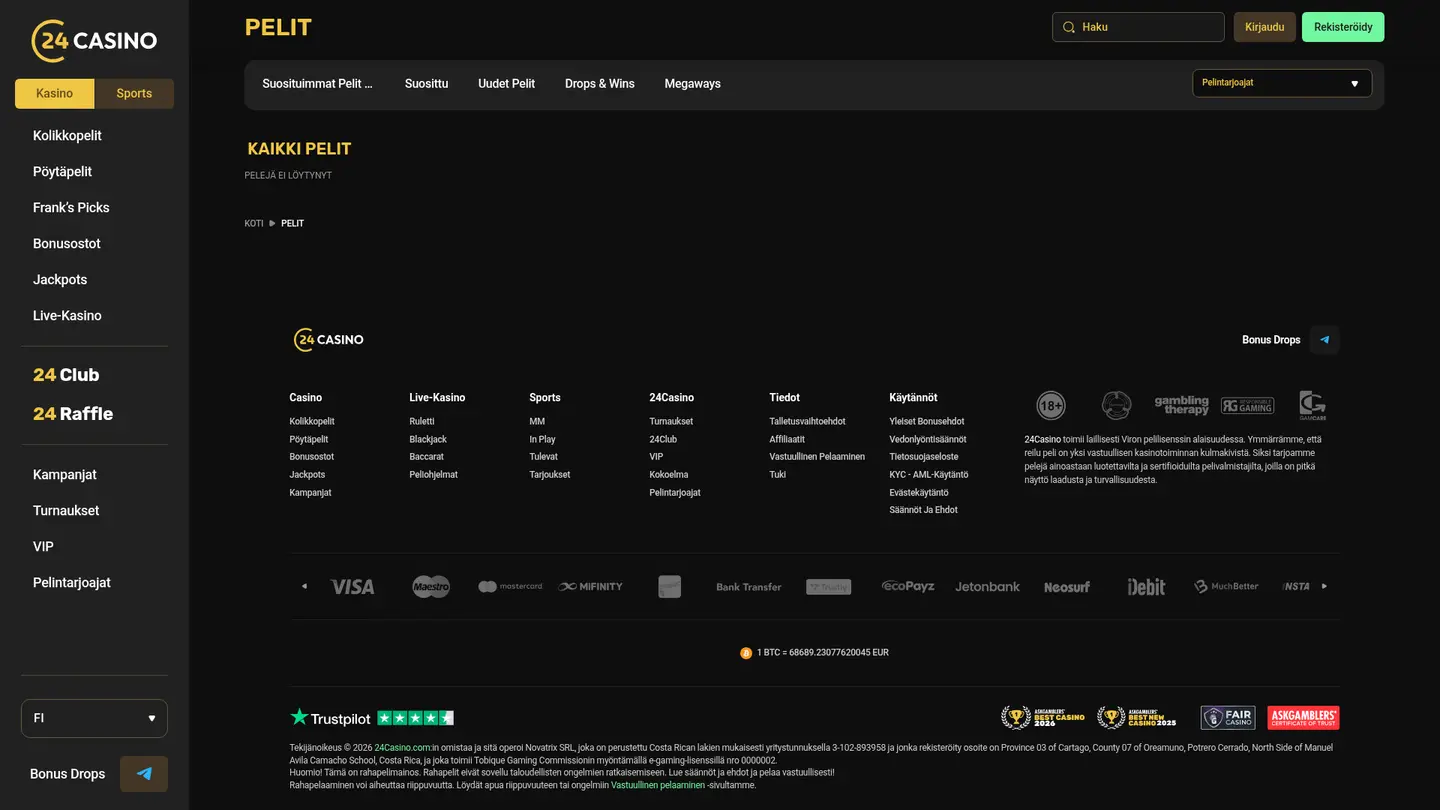 24Casino — Game lobby