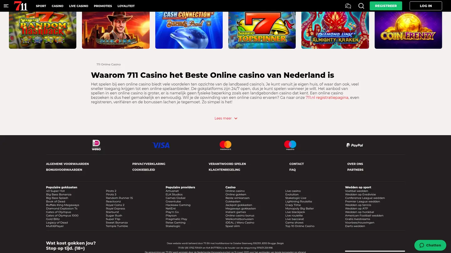 711 Casino — Payment methods and licensing