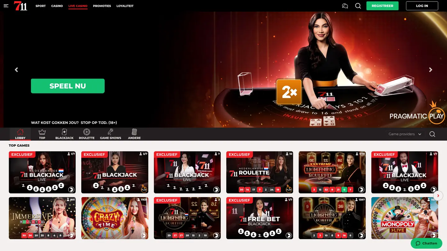 711 Casino — Game lobby