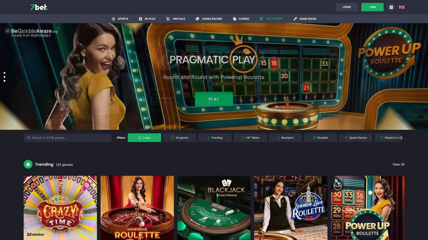 7bet Casino UK — Game lobby