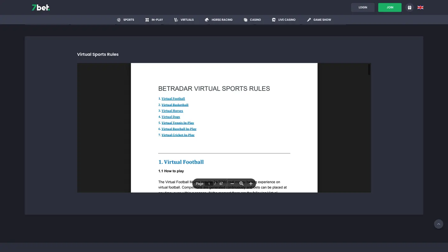 7bet Casino UK — Terms in detail