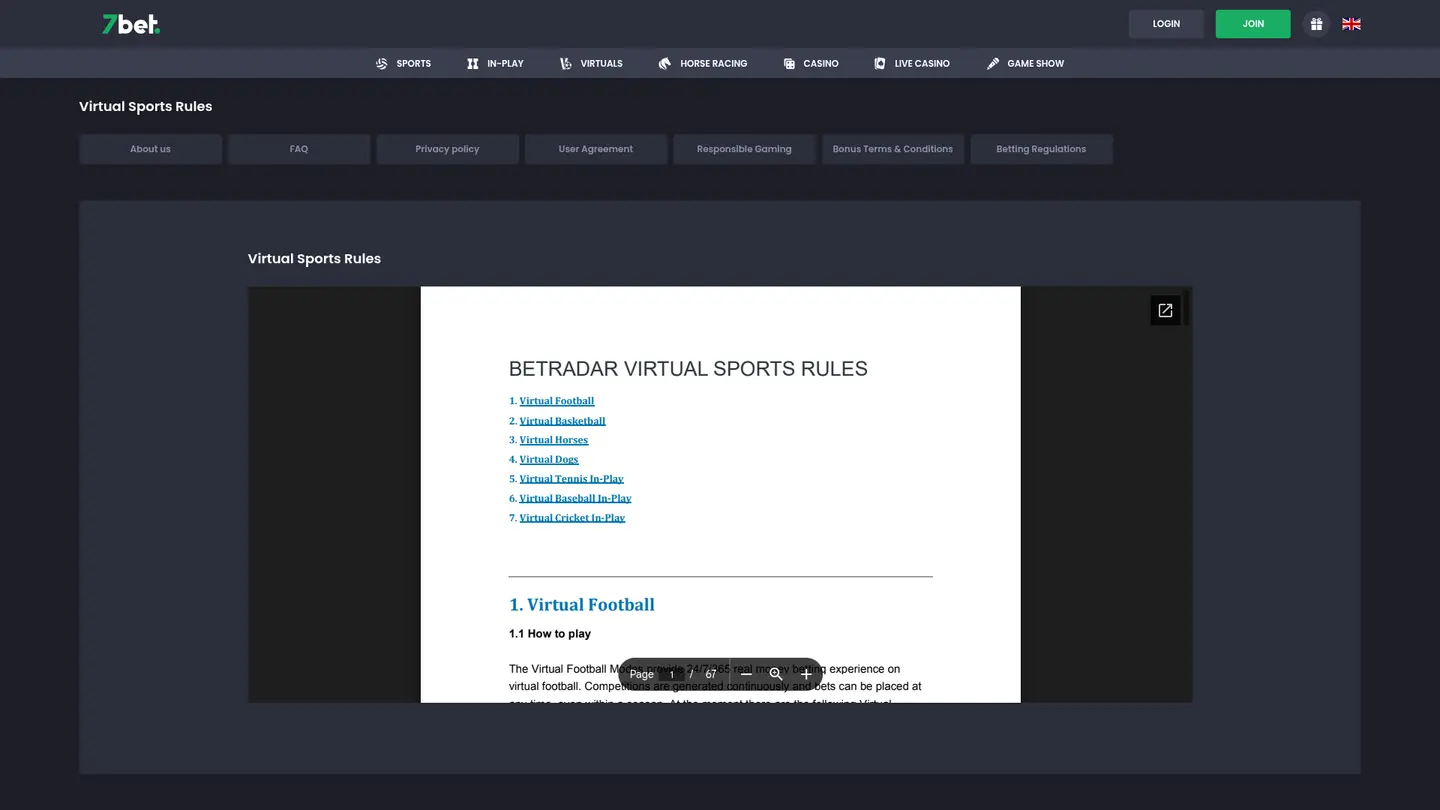 7bet Casino UK — Withdrawal terms