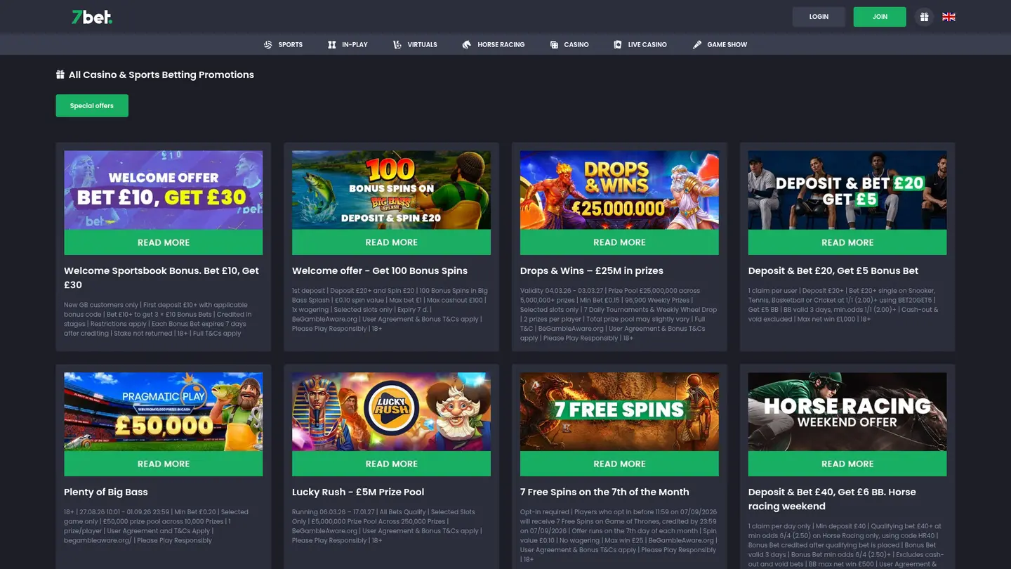 7bet Casino UK — Promotions