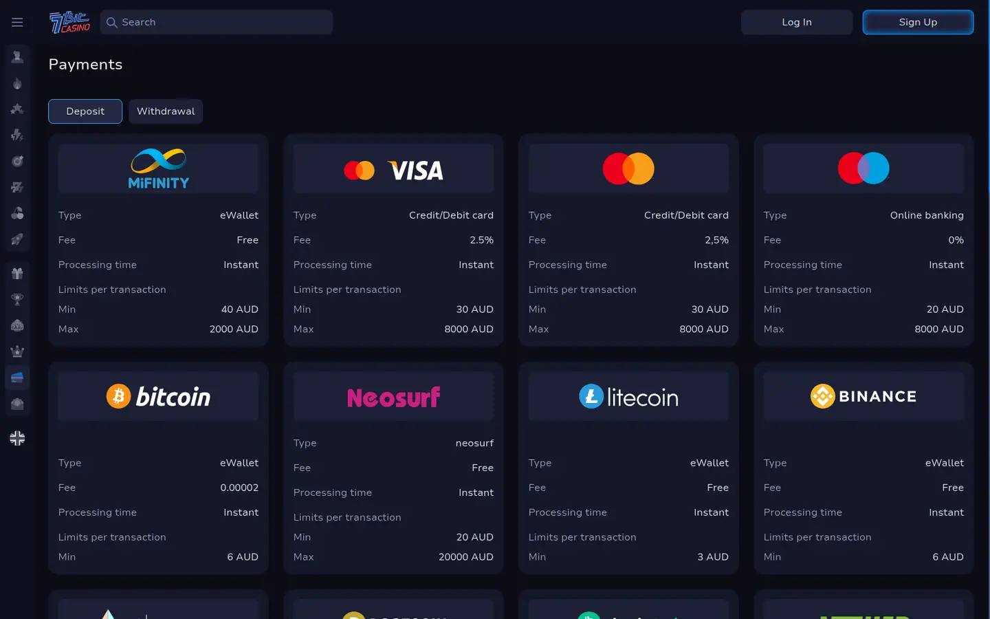 7BitCasino — Banking