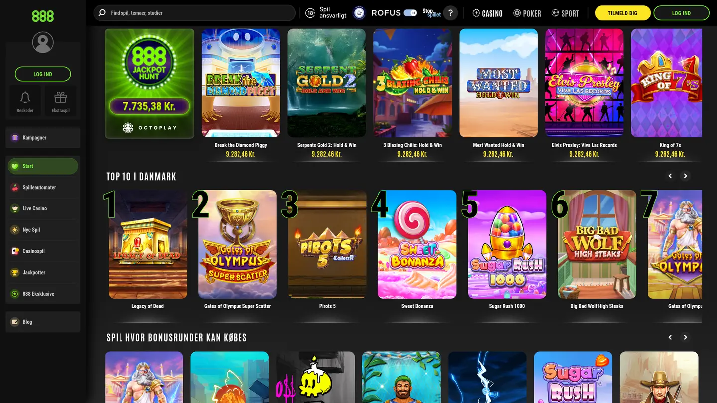 888 Casino DK — More of the lobby