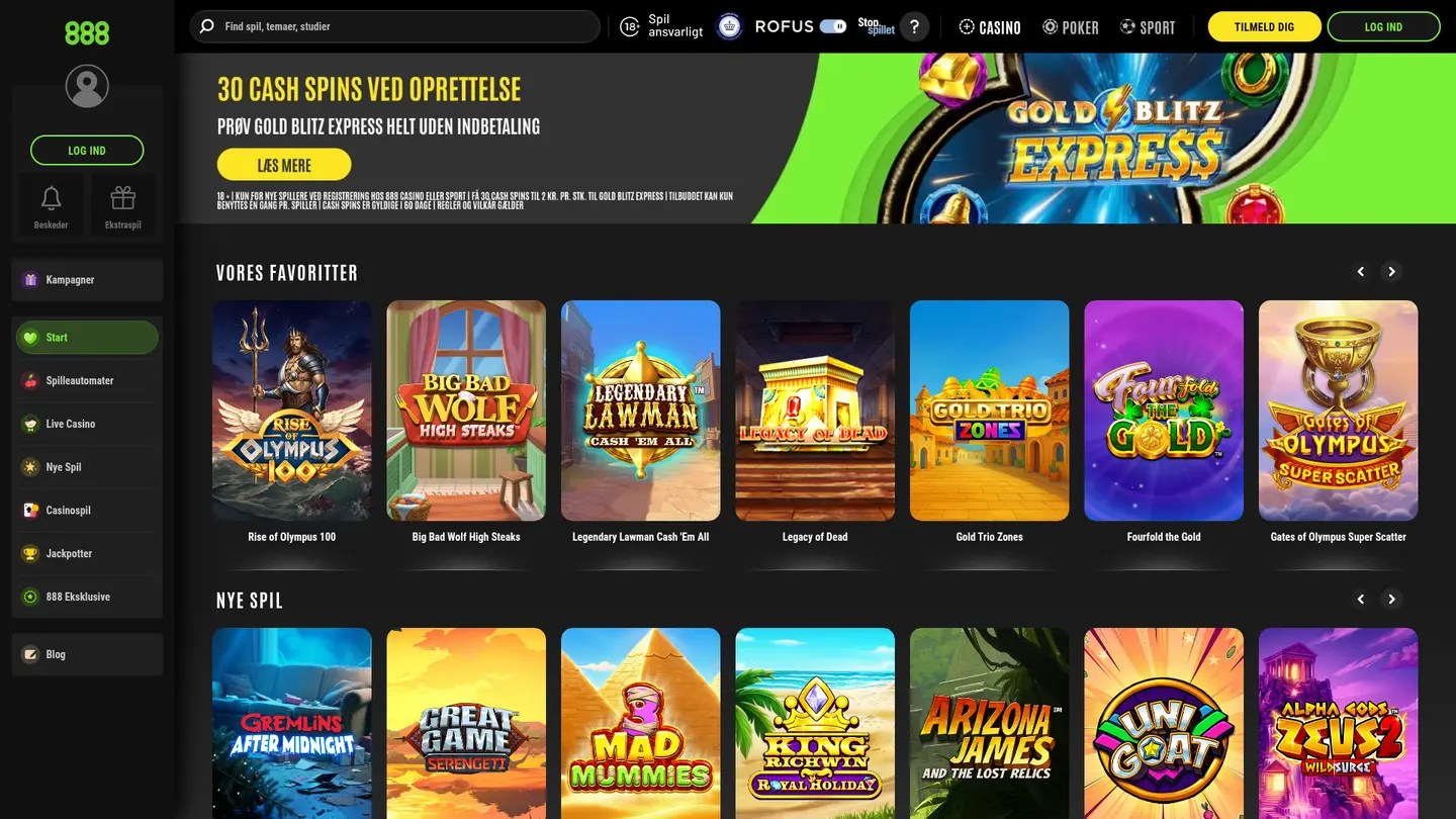 888 Casino DK — Game lobby
