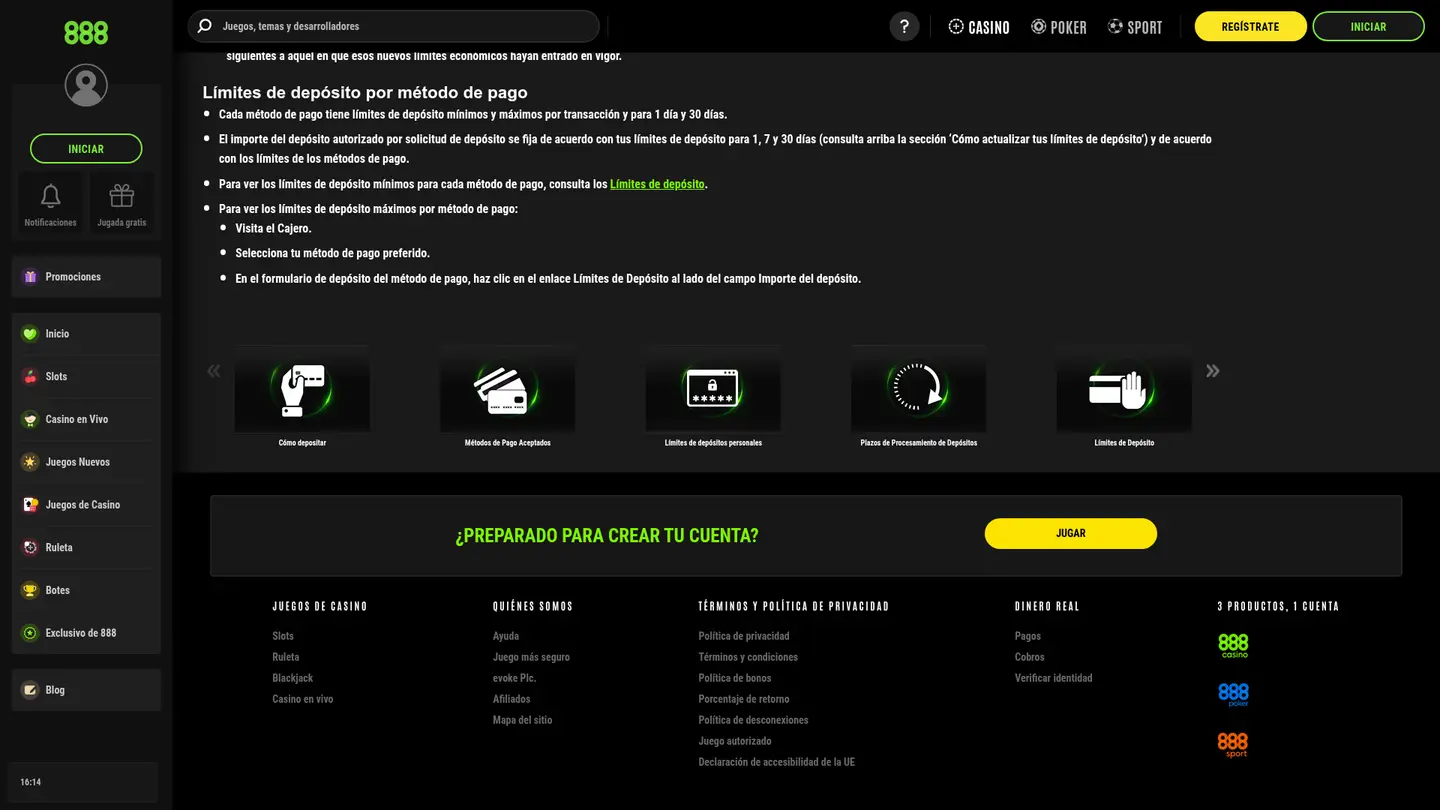 888 Casino ES — Terms in detail