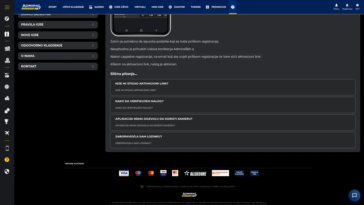 AdmiralBet Casino DE — Support in detail