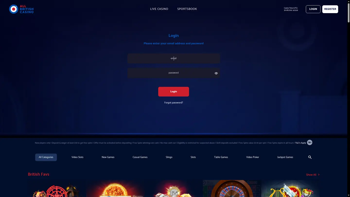 All British Casino — Banking