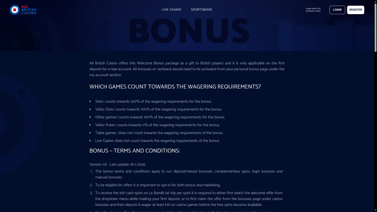 All British Casino — Promotions