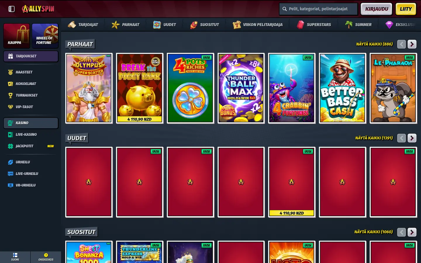 AllySpin Casino — Game lobby