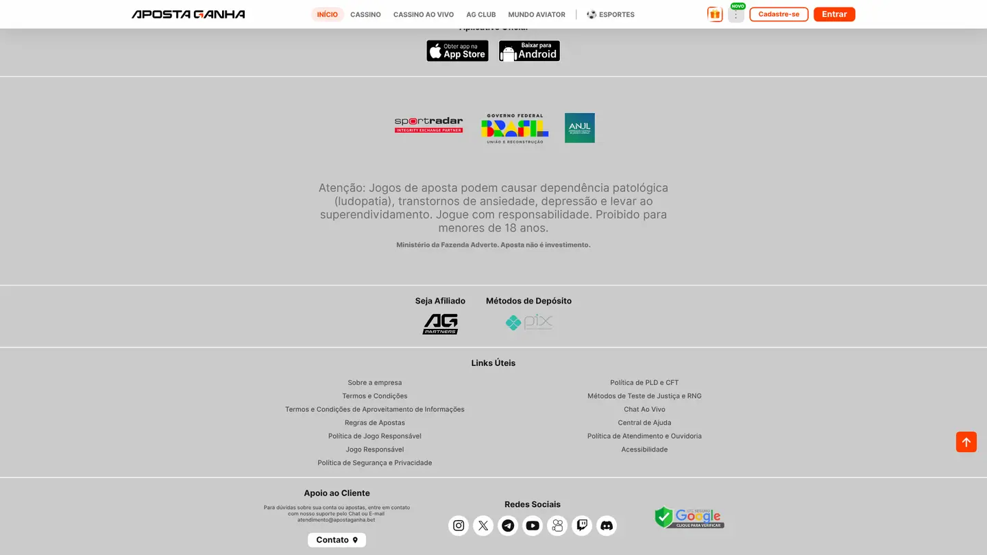 ApostaGanha Casino — Payment methods and licensing