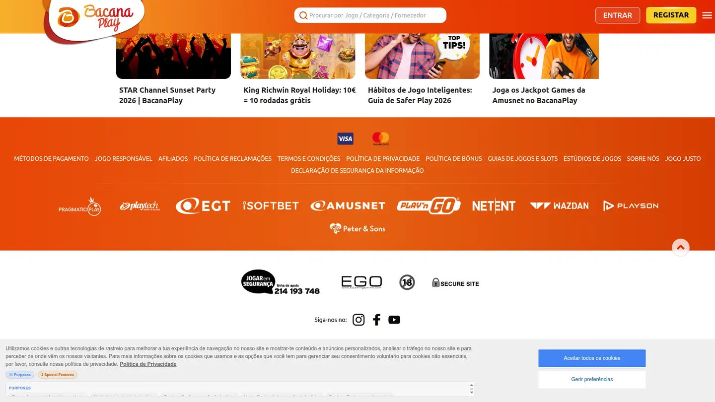 BacanaPlay Casino — Payment methods and licensing