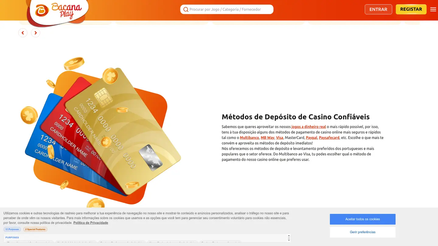 BacanaPlay Casino — Deposit methods