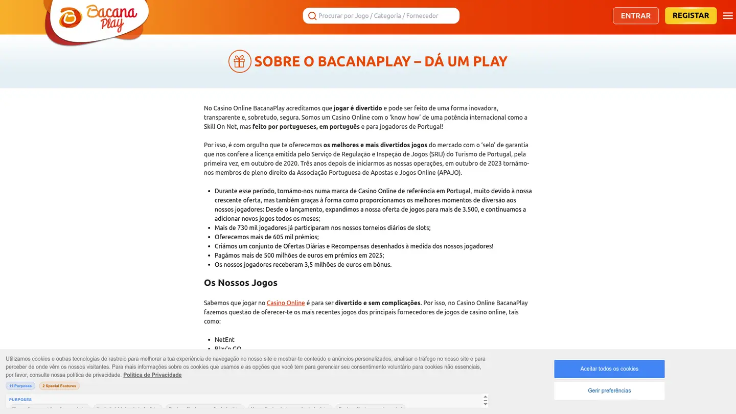 BacanaPlay Casino — Support and licensing