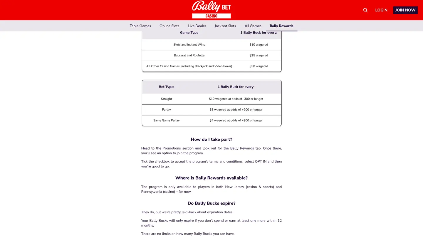 Bally Casino PA — Offers in detail