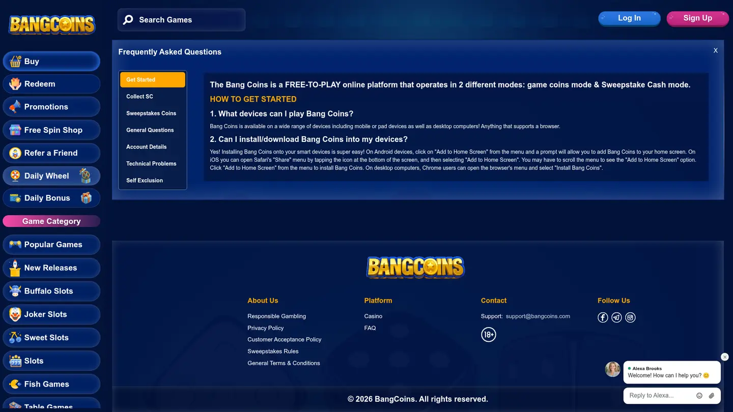 BangCoins Casino — Support in detail