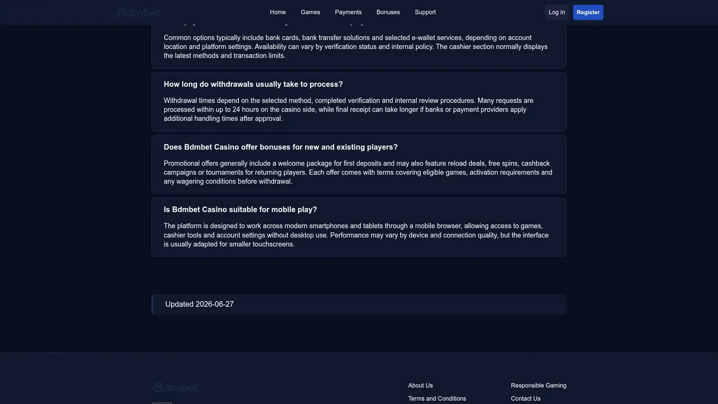 BDM Bet Casino — Payment methods and licensing