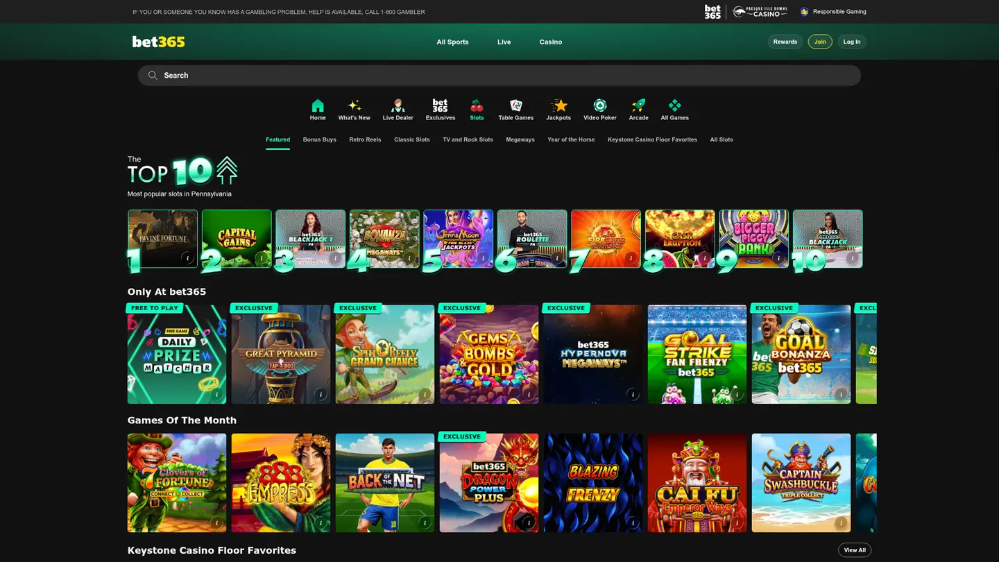 bet365 Casino MI — Leikjasalurinn