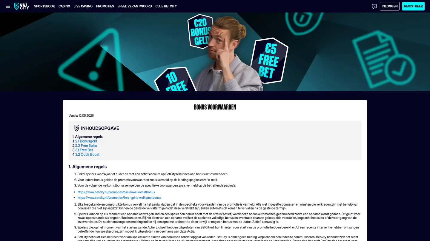 Betcity Casino — Withdrawal terms