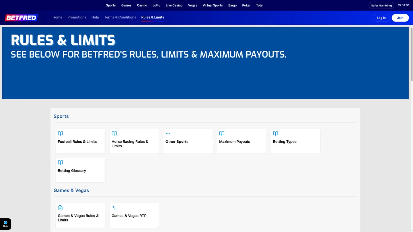 Betfred Casino — Terms in detail