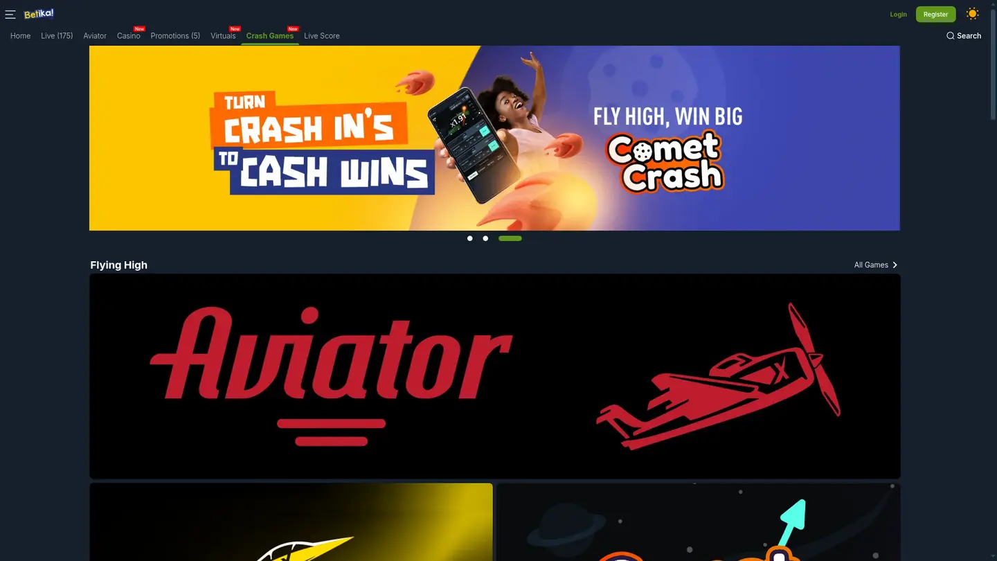 Betika Casino — Game lobby