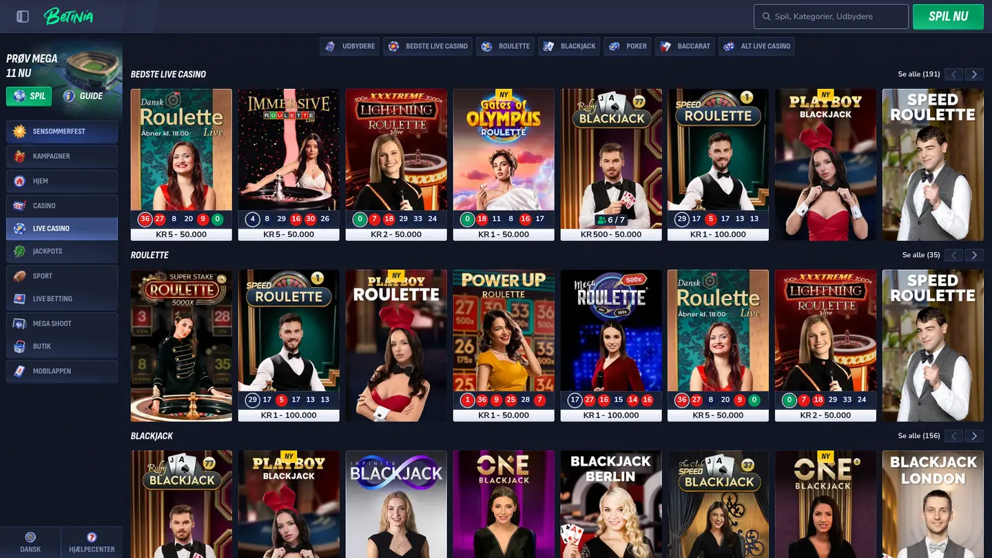 Betinia Casino DK — Game lobby