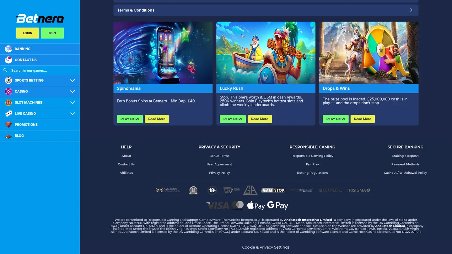 BetNero Casino UK — Terms in detail