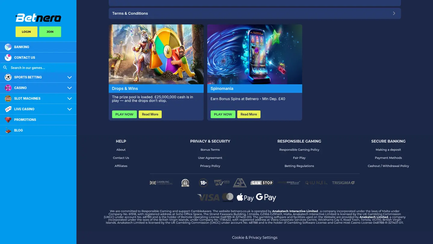 BetNero Casino UK — Offers in detail