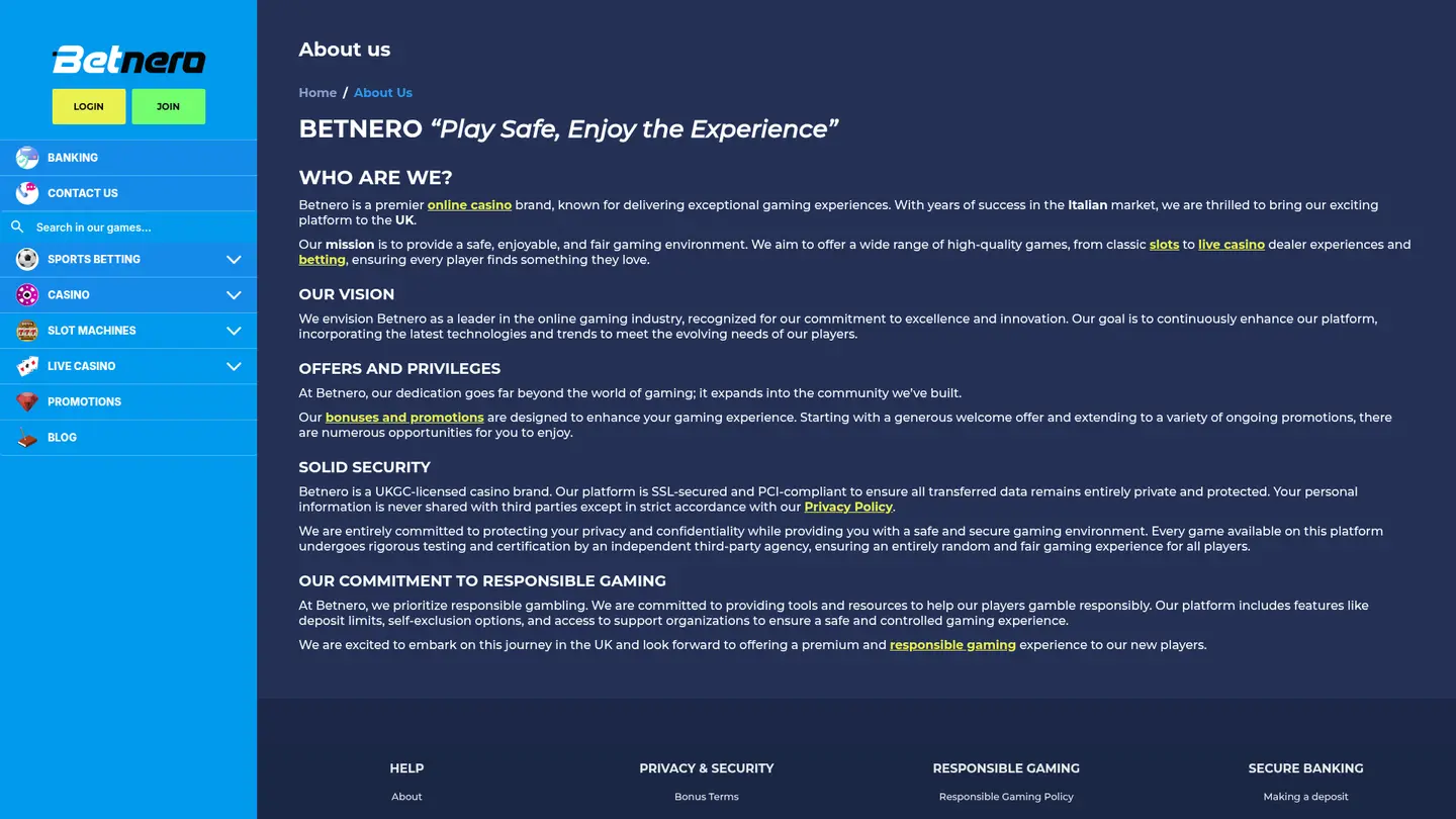 BetNero Casino UK — Support and licensing