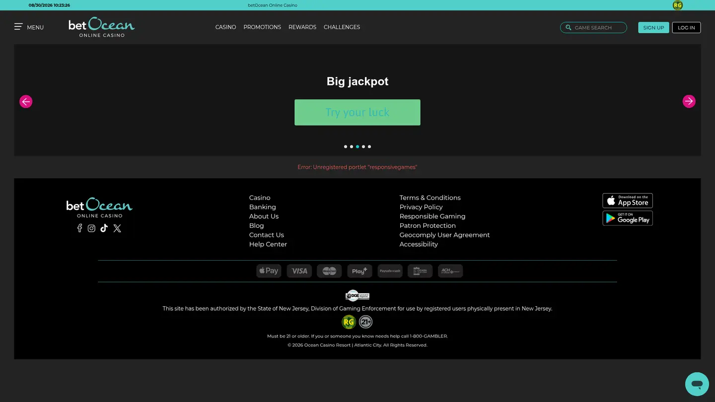 betOcean Online Casino — More of the lobby