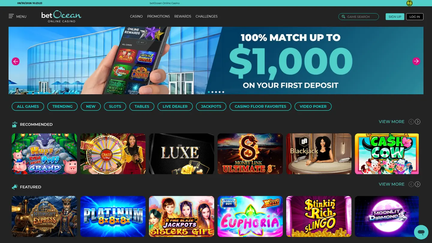 betOcean Online Casino — Withdrawal terms