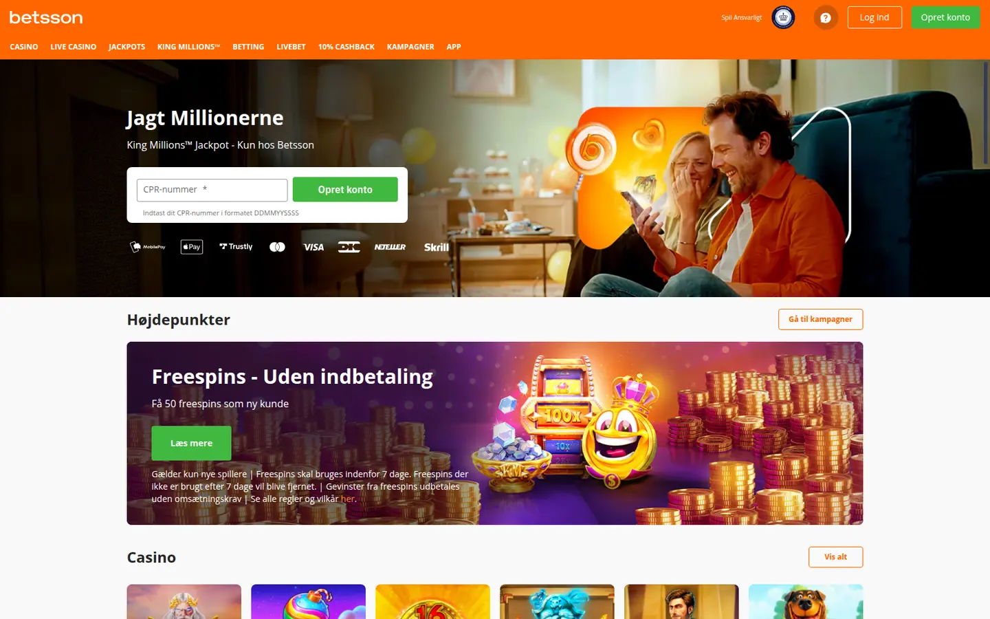 Betsson Casino DK — Payment methods and licensing