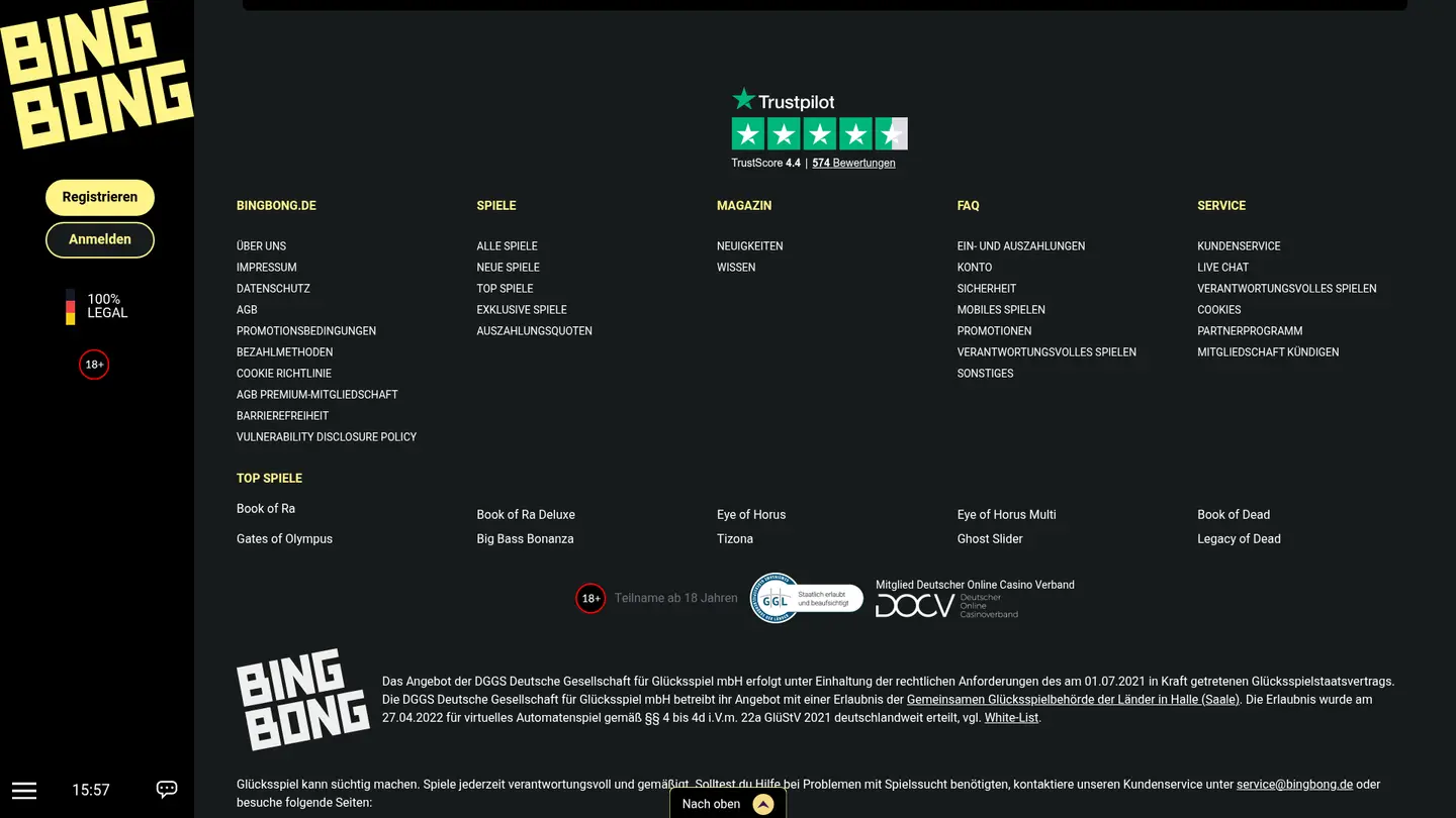 BingBong Casino — Payment methods and licensing