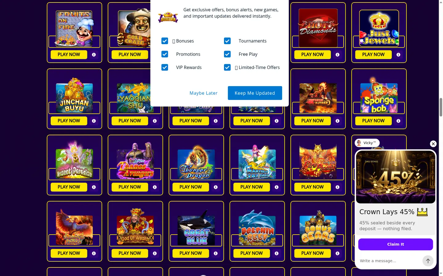 BitBetWin Casino — More of the lobby