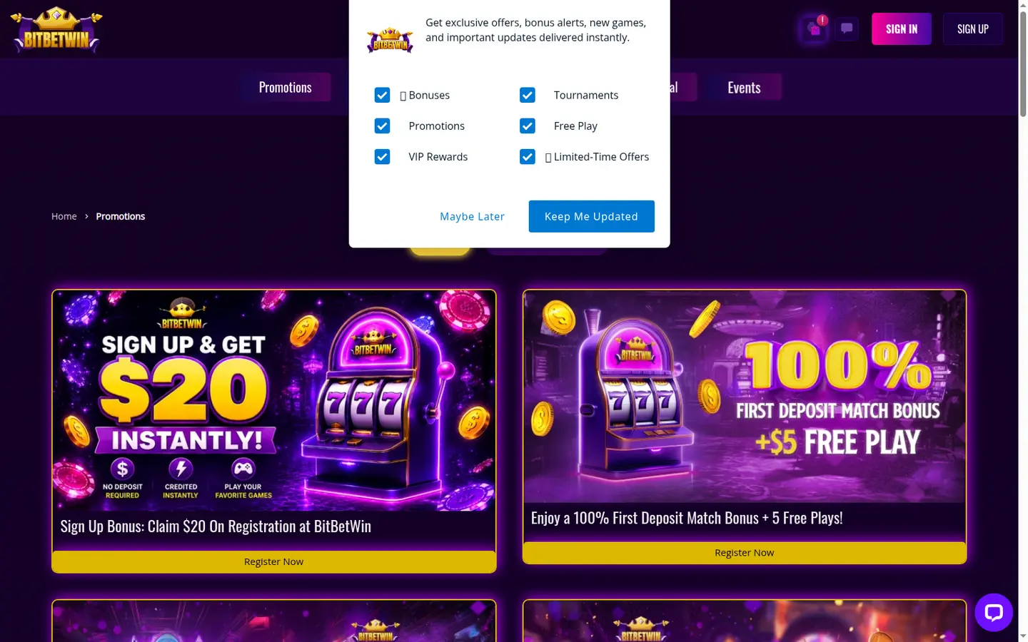 BitBetWin Casino — Promotions