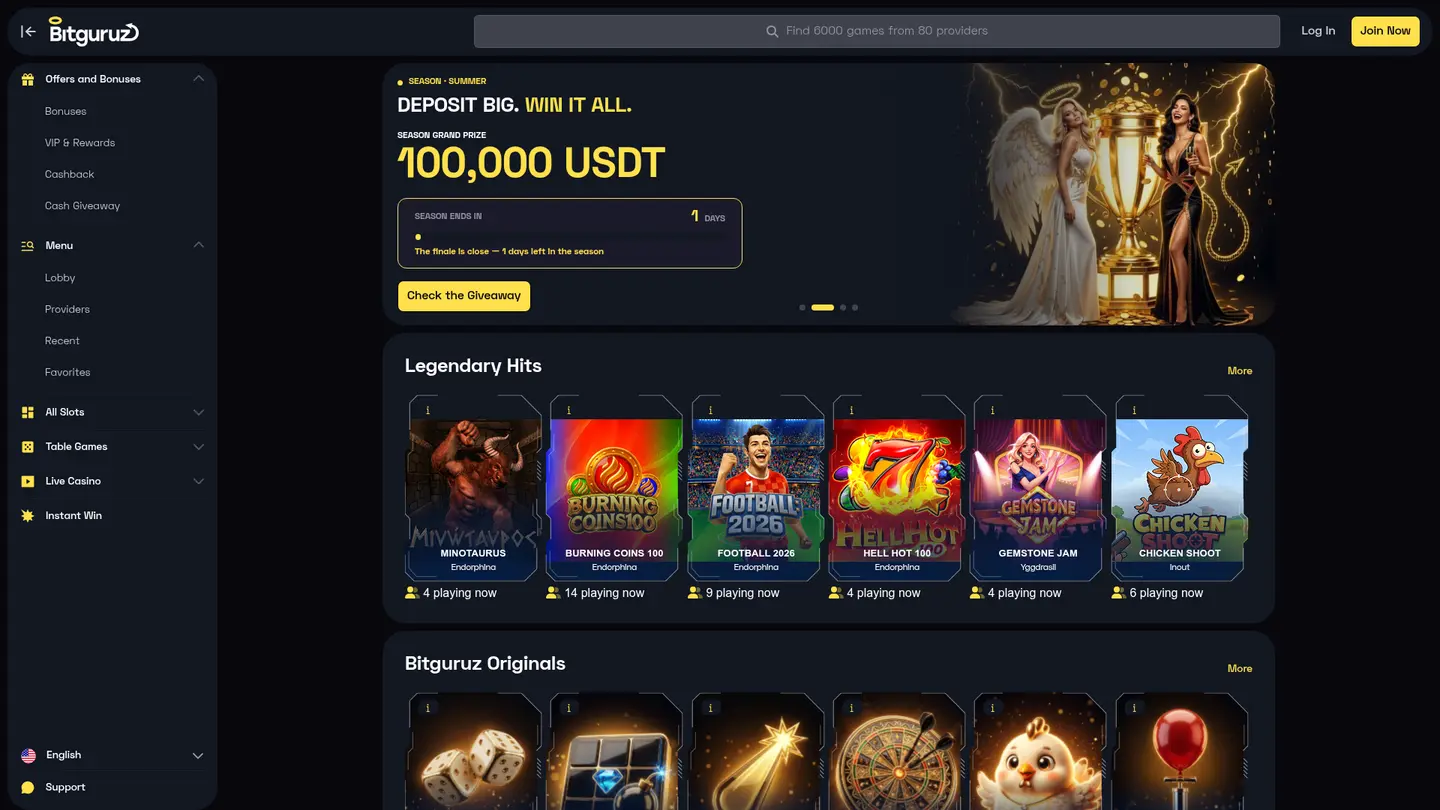 Bitguruz Casino — Forsíðan