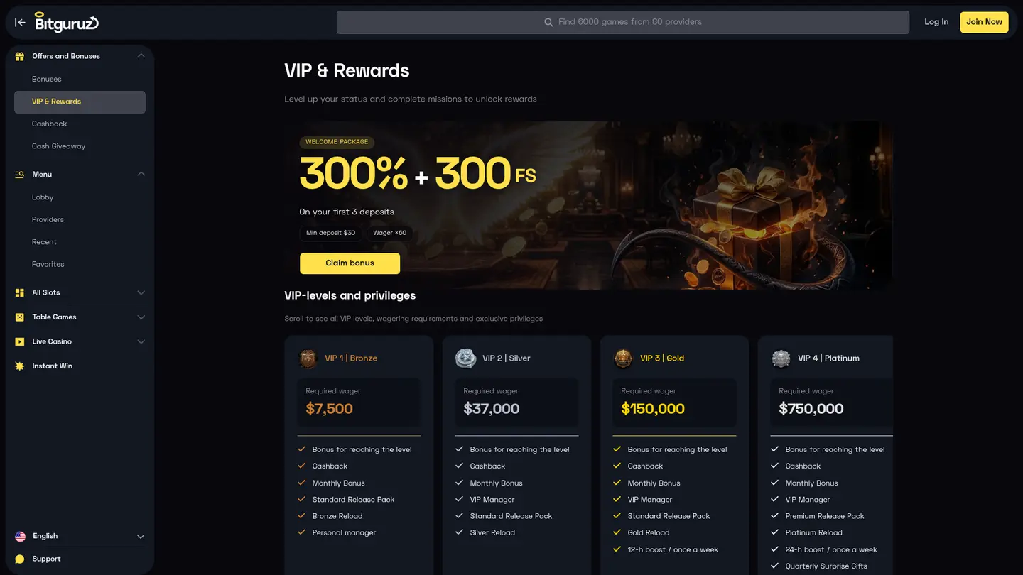 Bitguruz Casino — Tilboðin