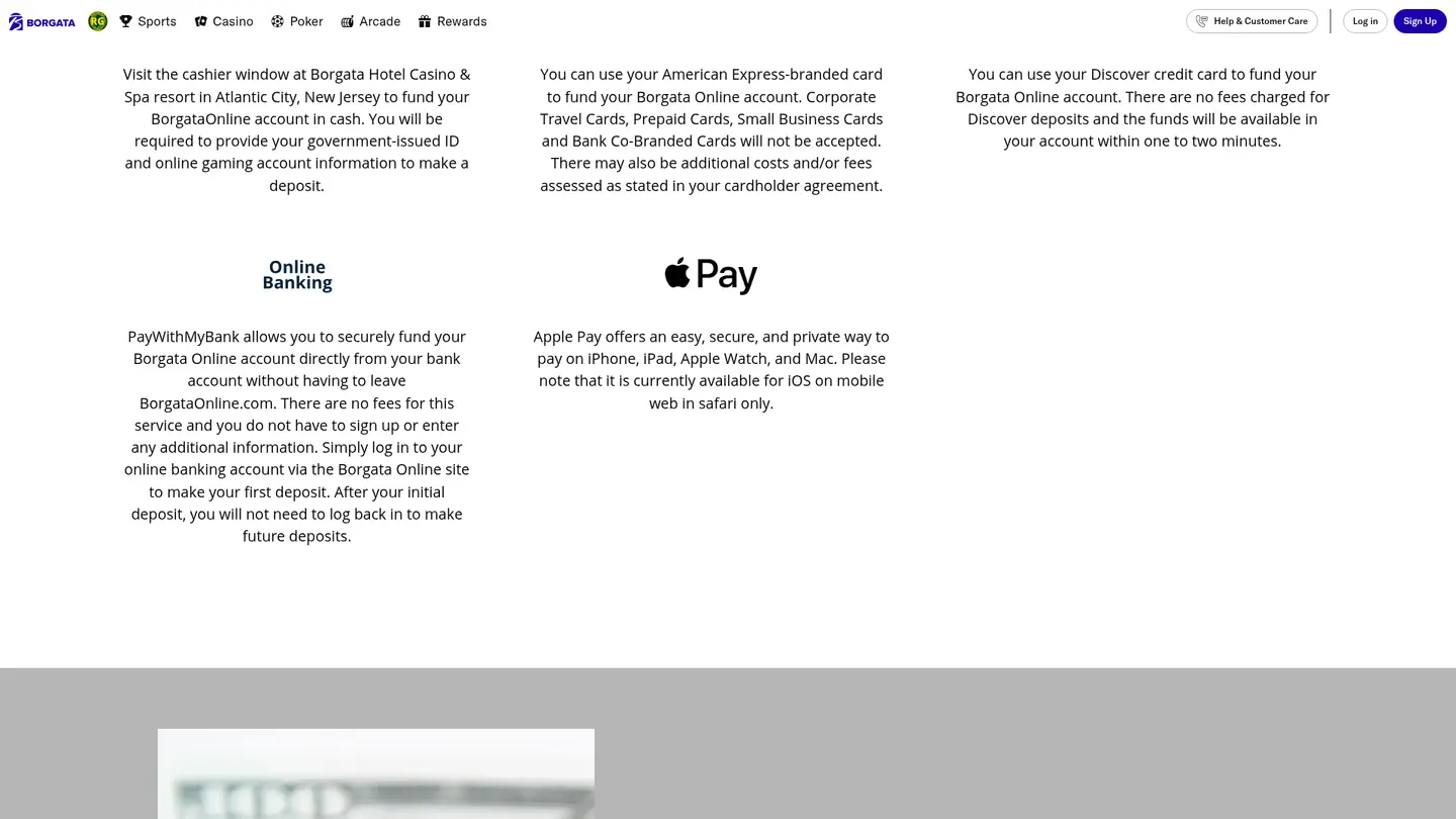 Borgata Online Casino PA — Deposit methods
