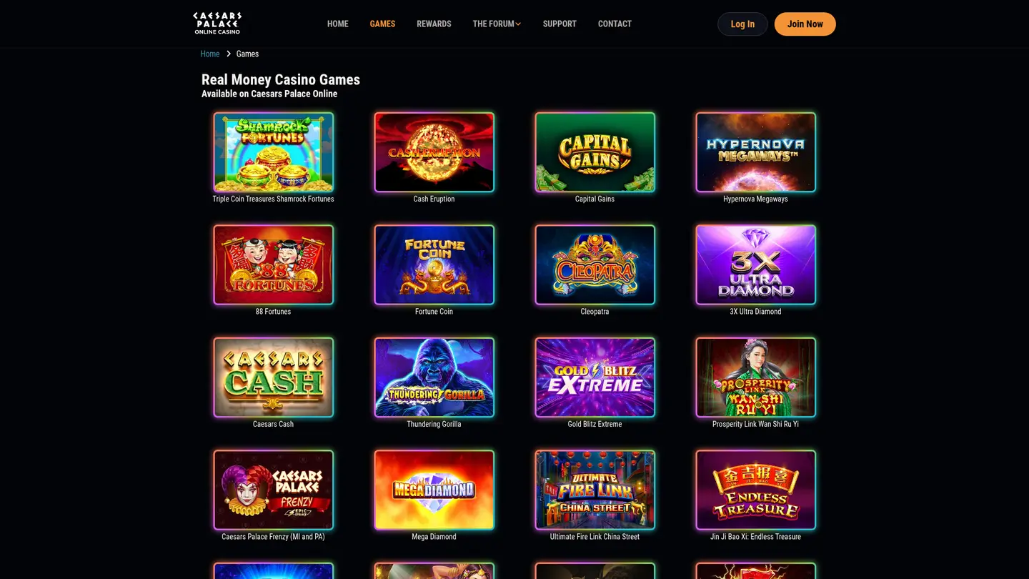 Caesars Palace Online Casino MI — Game lobby
