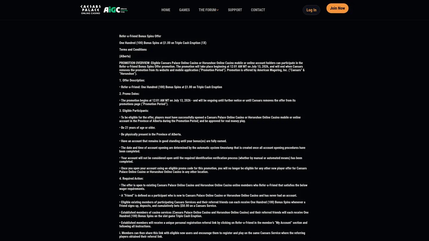 Caesars Palace Online Casino MI — Withdrawal terms