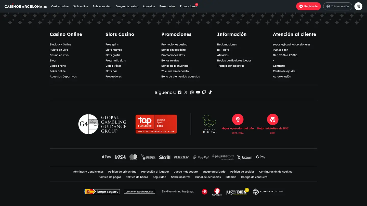 Casino Barcelona — Payment methods and licensing