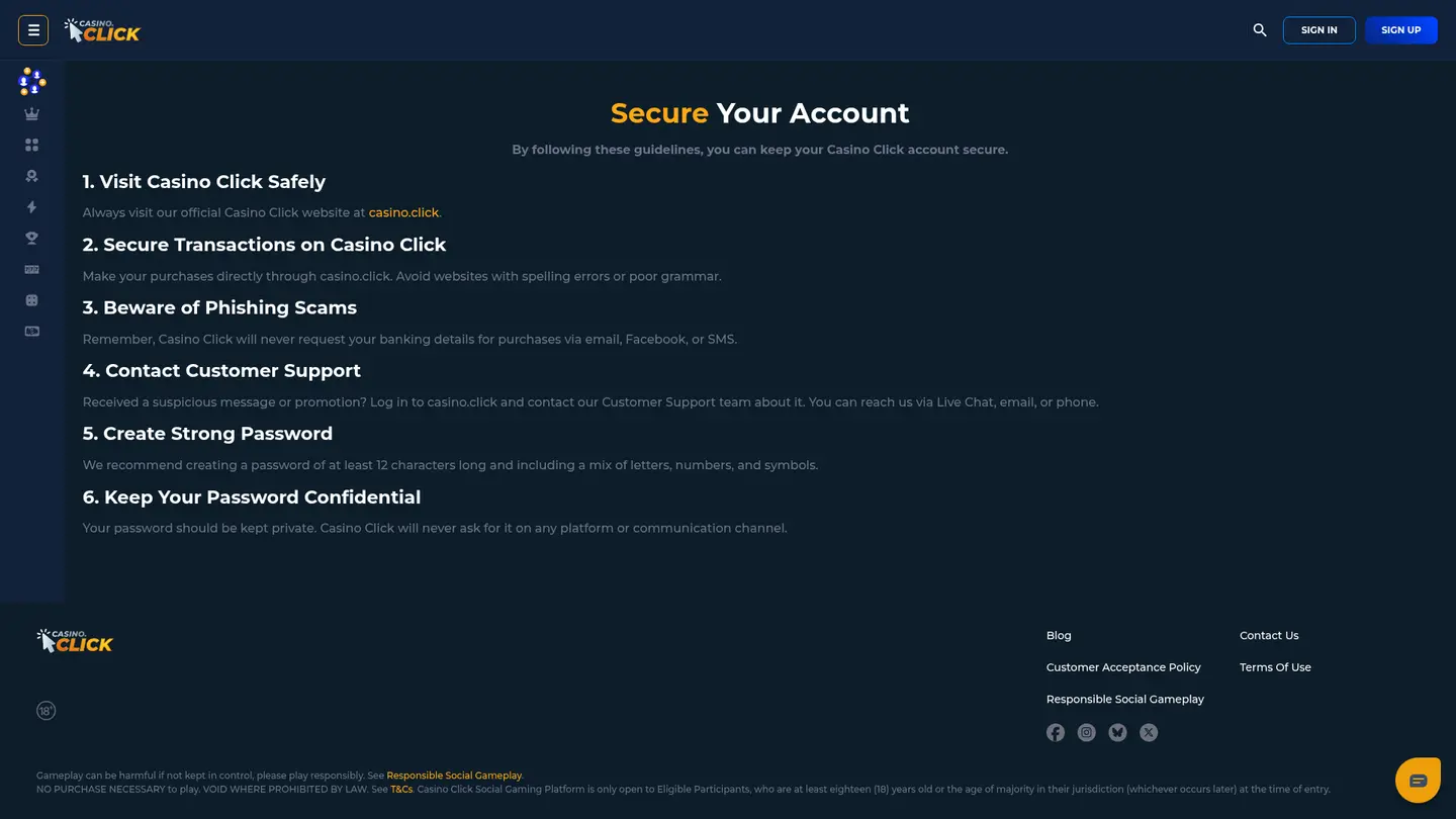 Casino Click — Support and licensing