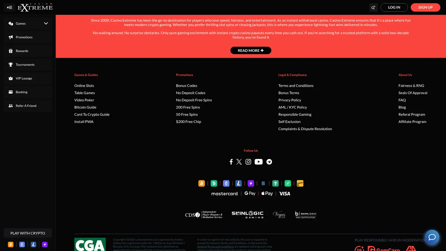 Casino Extreme — Payment methods and licensing