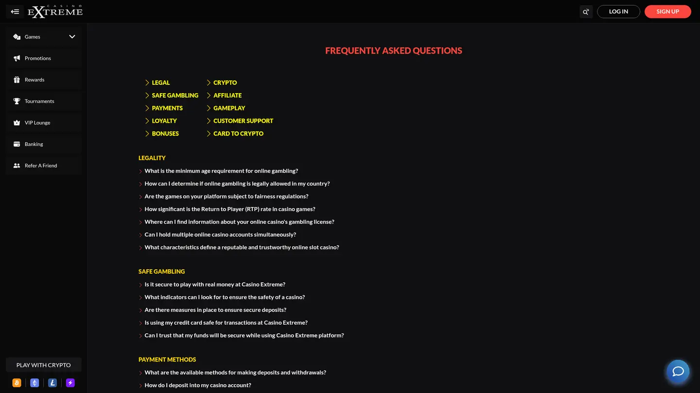 Casino Extreme — Support and licensing