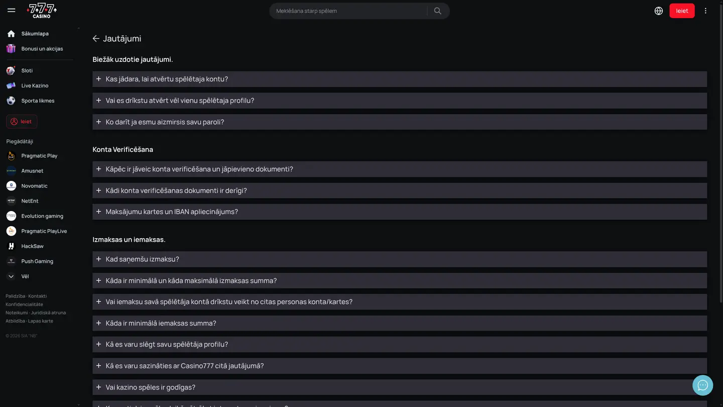 Casino777 ES — Support and licensing
