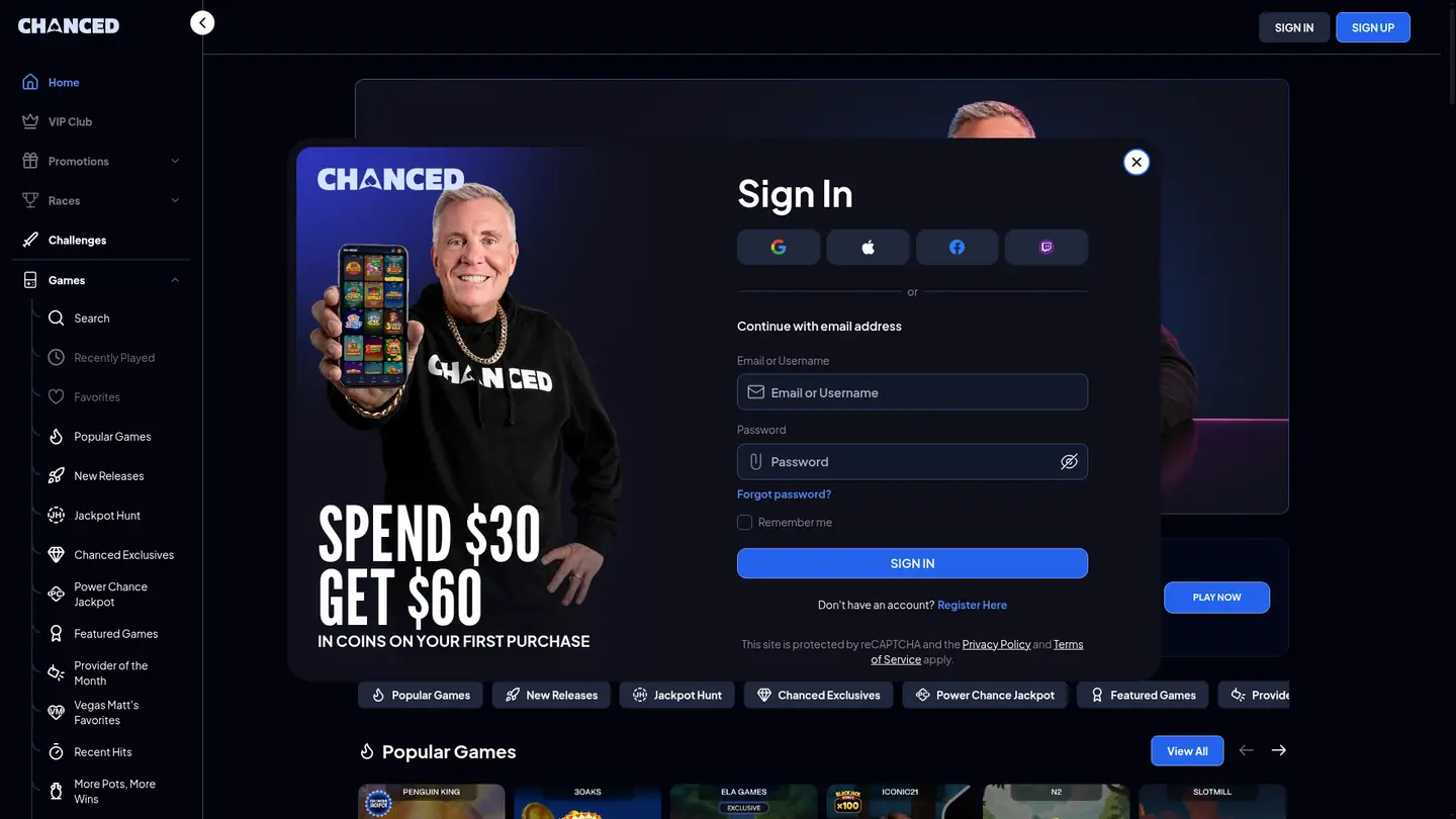 Chanced Casino — Promotions