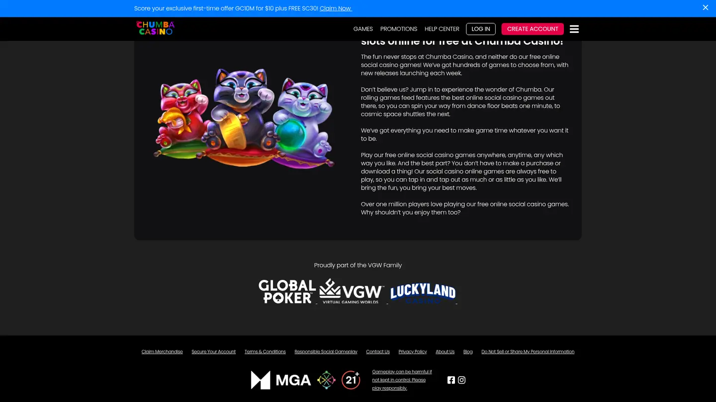 Chumba Social Casino — Payment methods and licensing