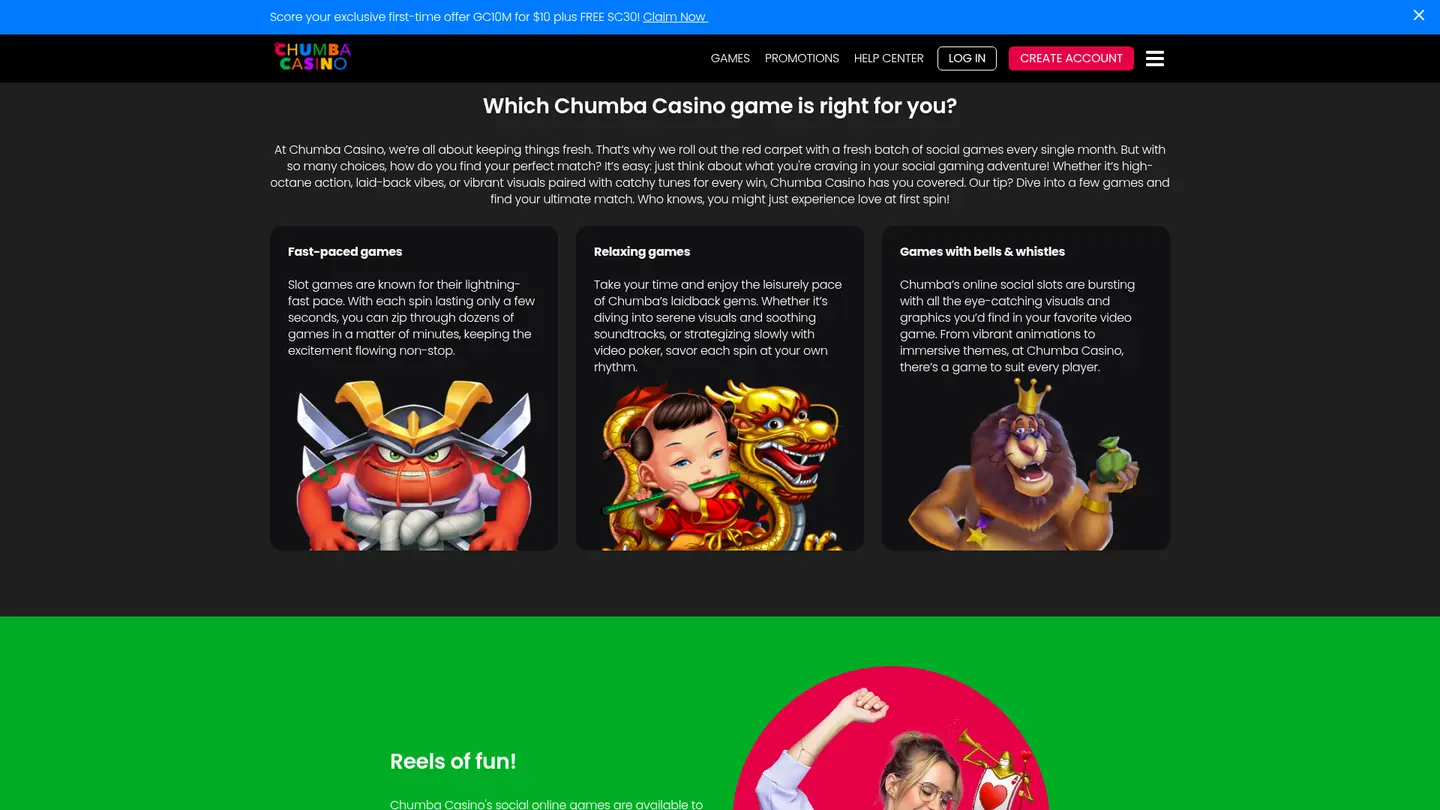 Chumba Social Casino — More of the lobby