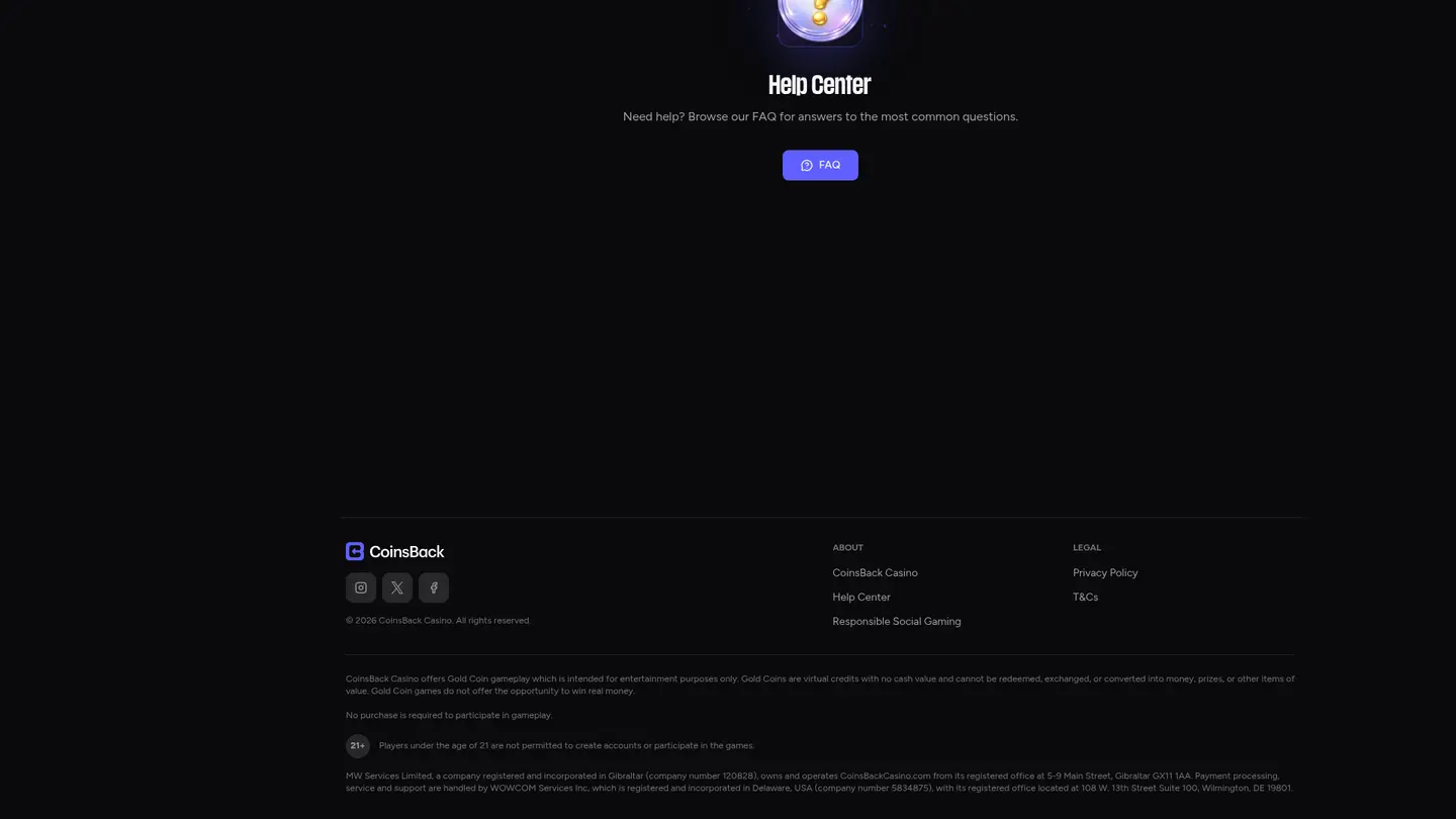 CoinsBack Casino — Support in detail